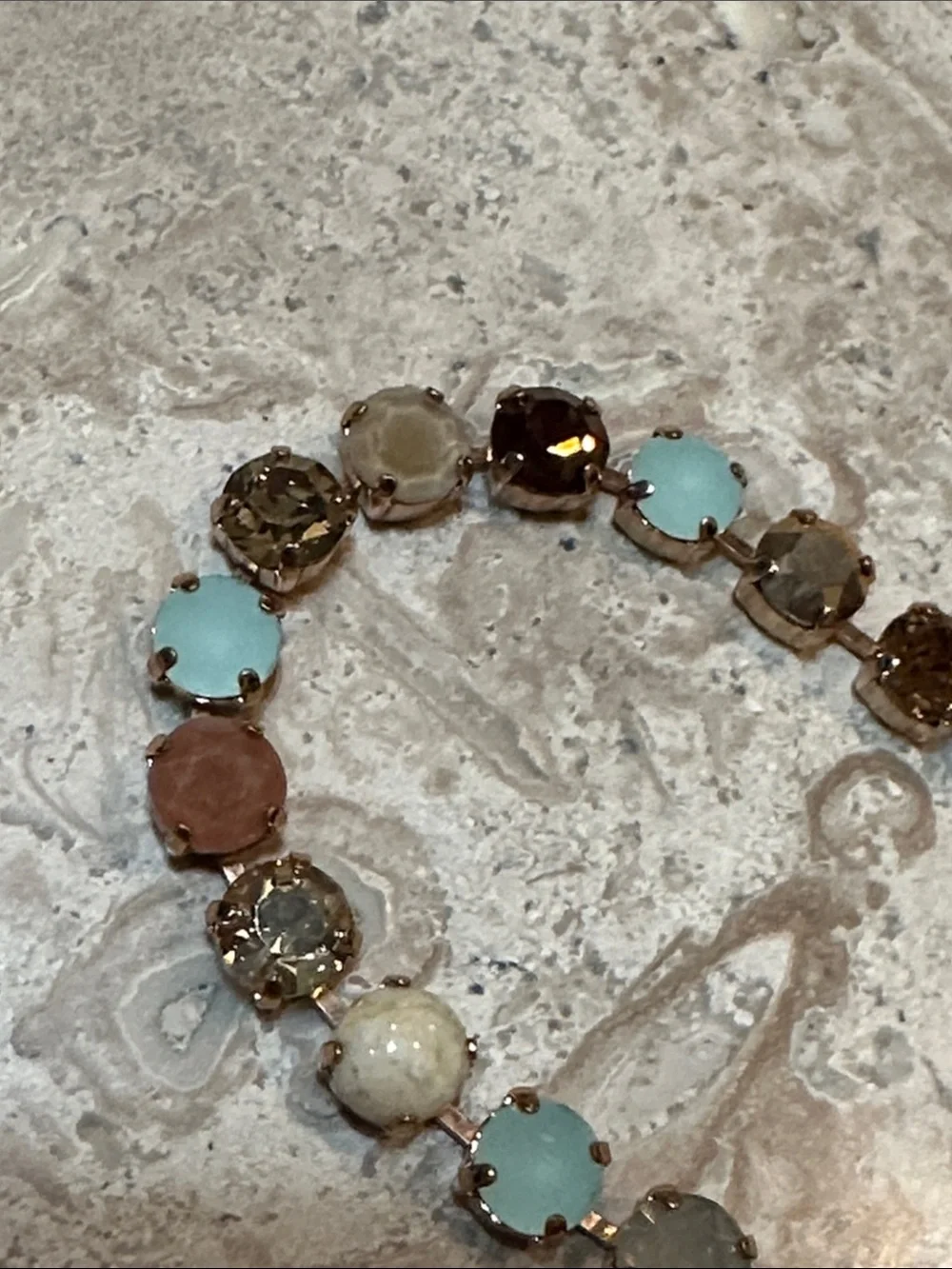 Mariana Gold-Tone Bracelet with Aqua, Brown and Cream Accents